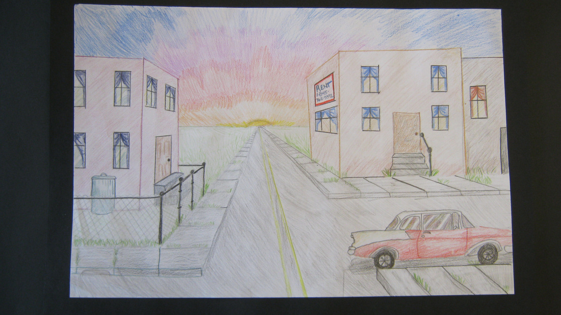Single Point Perspective Drawing of a Street - Happy Family Art